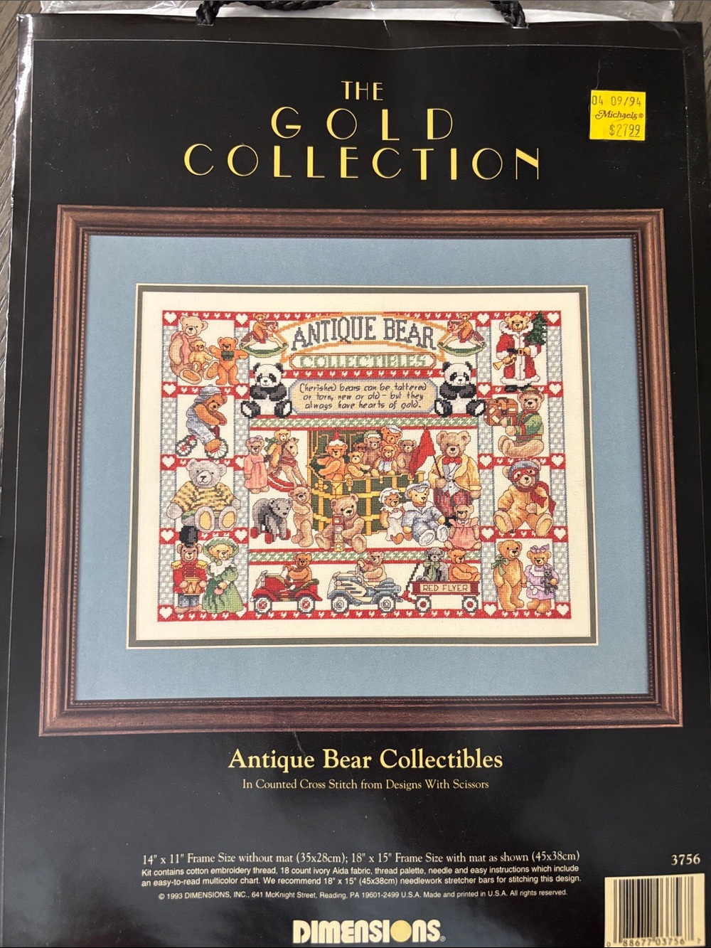 Dimensions Antique Bear Collectibles Cross Stitch Pattern - NWT 1993